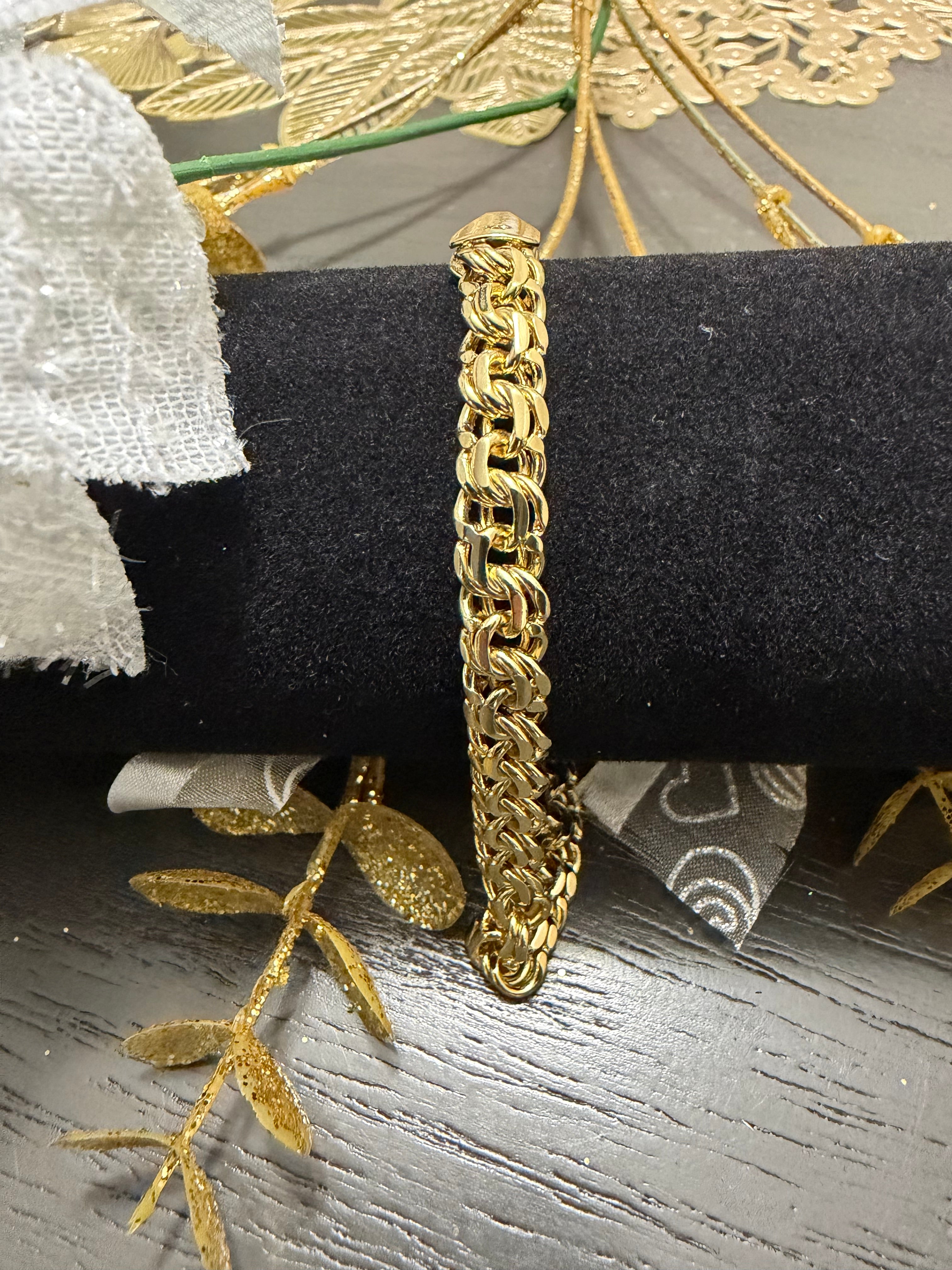 Pulsera Bizantina Oro Laminado 14k