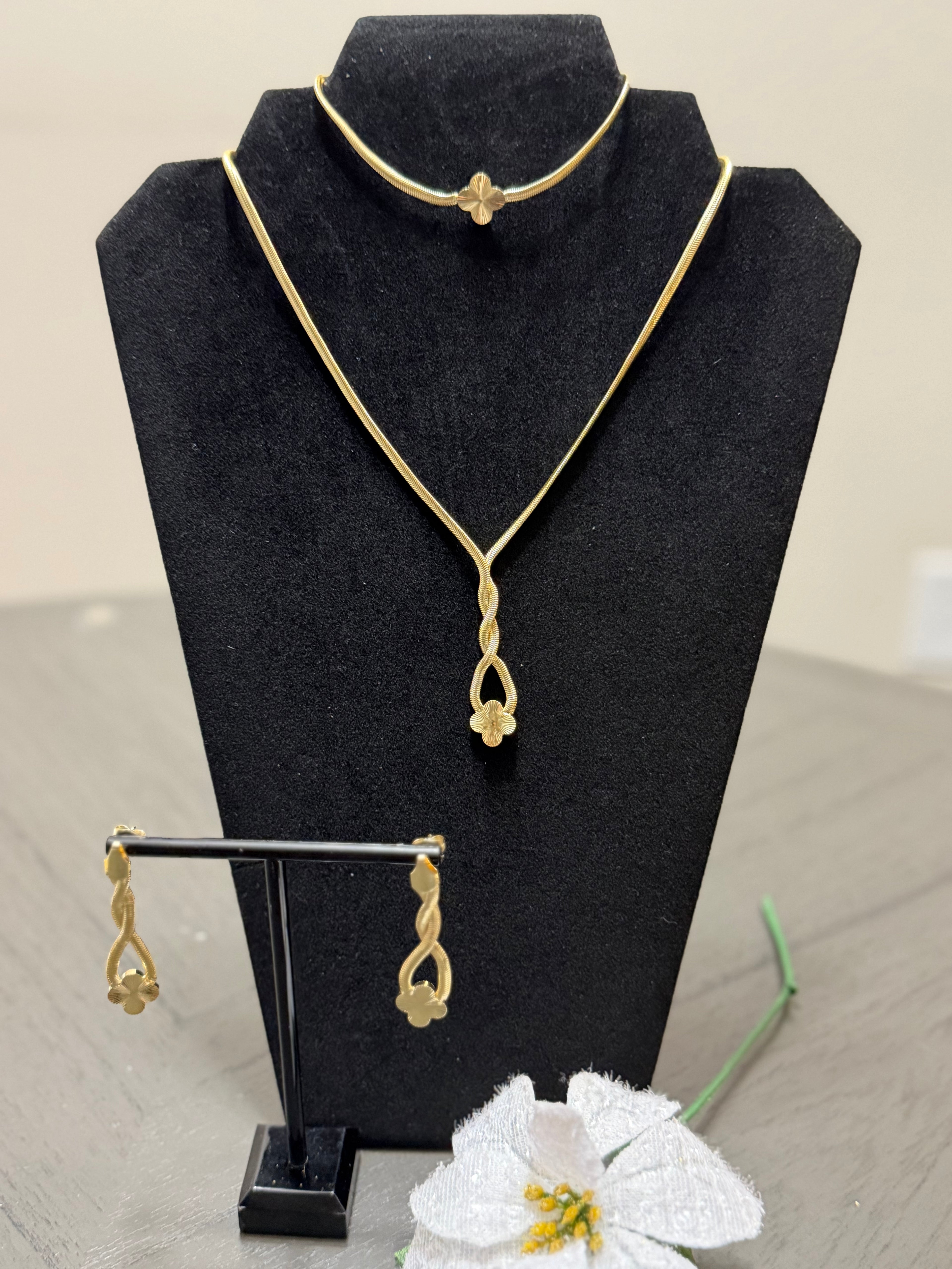 Sets Trébol de la Suerte Oro Laminado 14K