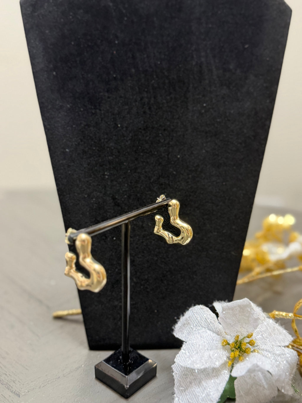 Aretes Orgánicos Modernos Oro Laminado 14K