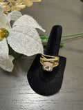 Anillo Solitario Halo Multibanda Oro Laminado 14K