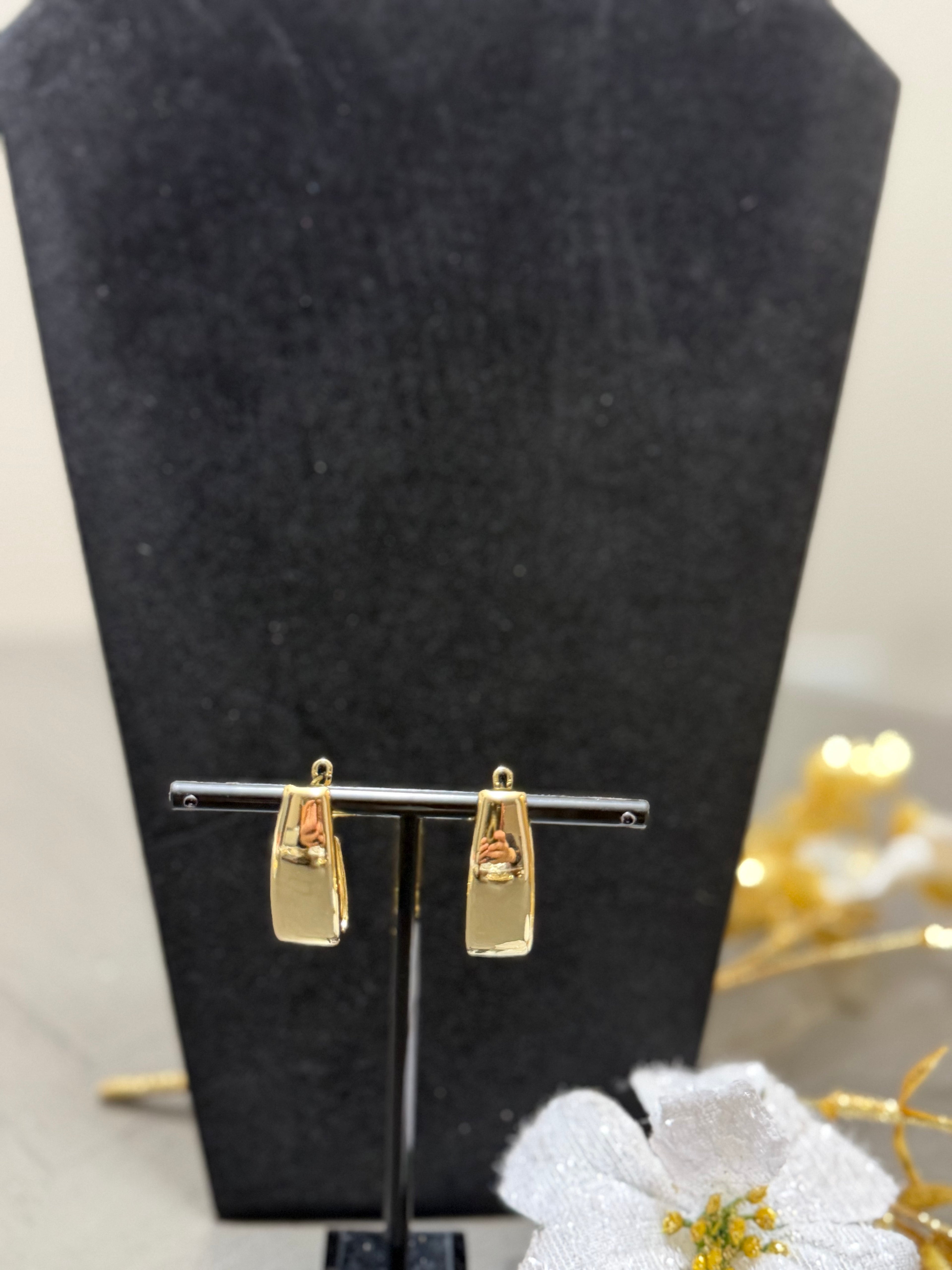 Aretes Rectangulares Modernos Oro Laminado 14K