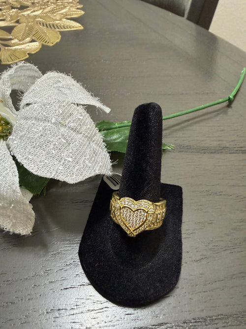 Anillo Corazón Pavé Oro Laminado 14K